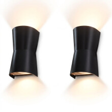 Moderne Außenwandleuchte Up and Down IP65 2er-Set Schwarz — fassadenbeleuchtung wetterfest, gartenlampe gu10