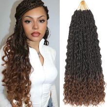 Trenzas de Ganchillo Bohemias Senegalés 9 Paquetes 18 Pulgadas con Puntas Rizadas