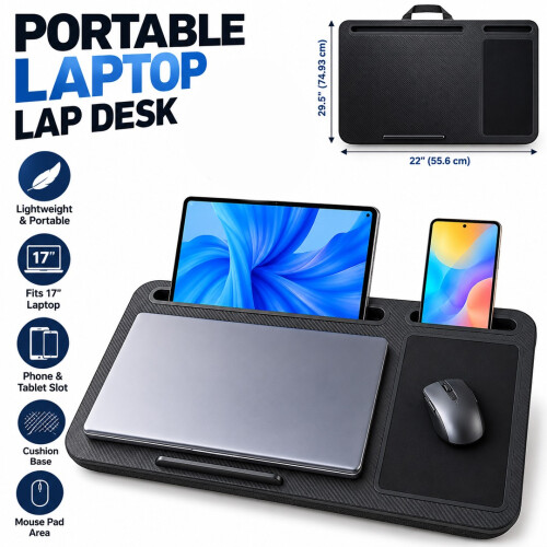 Portable Laptop Lap Desk Stand with Phone Slot