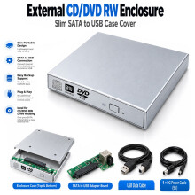 Silver Laptop USB To SATA CD DVD Combo RW Rom External Drive Case Cover Caddy Enclosure