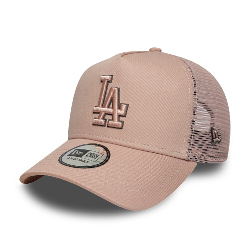 New Era LA Dodgers MLB Outline Pastel Pink 9FORTY E-Frame Trucker Adjustable Cap