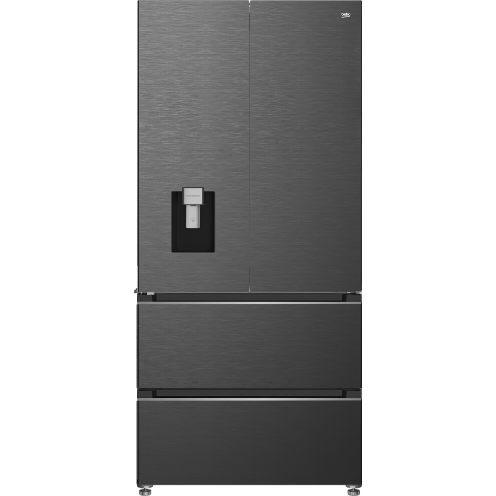 Beko Harvestfresh Aeroflow American Fridge Freezer - Black Steel - E Rated