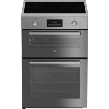 Beko FDI6731CM 60cm Wide Double Oven Electric Cooker with Induction Hob - Silver Mirror - A Rated