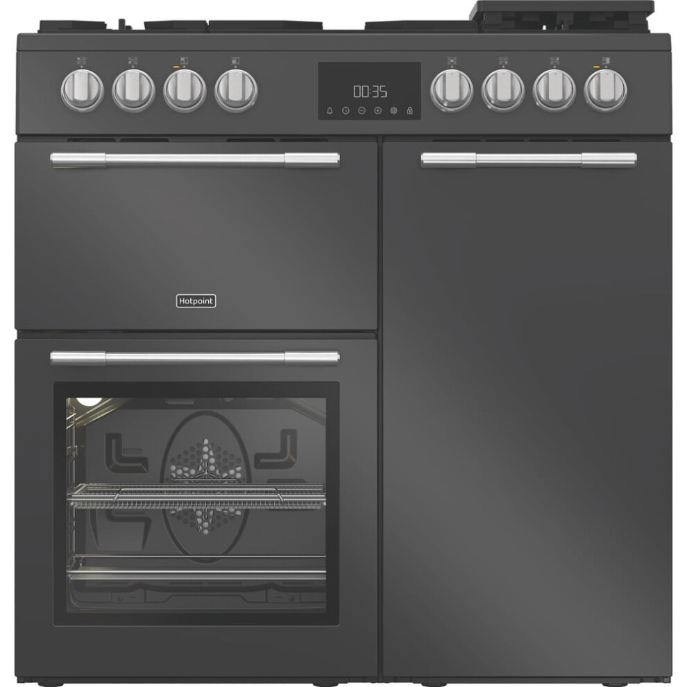 Hotpoint RH90FA20A 90cm wide Dual Fuel Range Cooker with Gas Hob Anthracite A Rated Grey - Image 2
