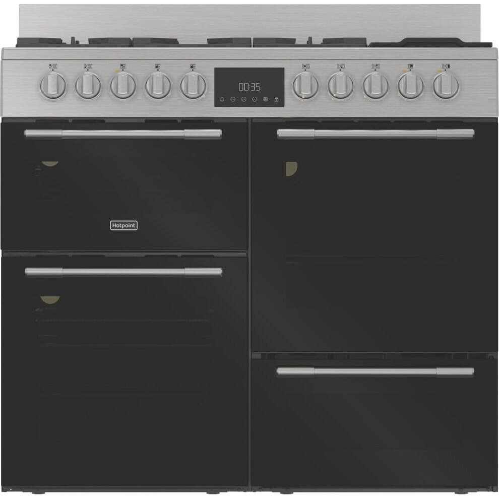 Hotpoint RH100FA21BX 100cm wide Dual Fuel Range Cooker with Gas Hob Stainless Steel Black A Rated Stainless Steel - Image 2