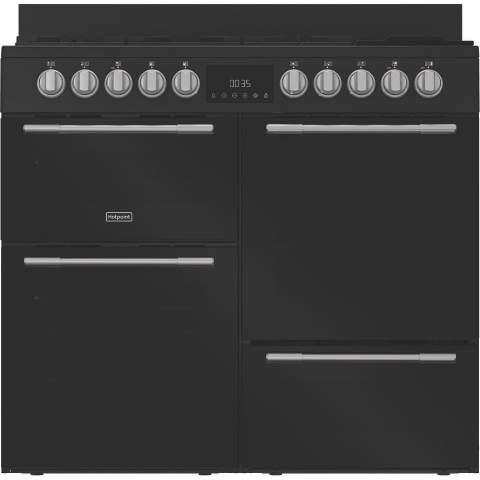 Hotpoint Rh100fa21bb 100Cm Wide Dual Fuel Range Cooker With Gas Hob - Blackout - A Rated