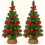 2 Pack 2FT Pre Lit Decorated Mini Trees Red 1