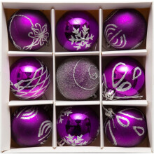 9 Piece Luxury 6cm Christmas Baubles Purple