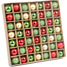 49 Piece 3cm Shatterproof Mini Baubles Red Green and White