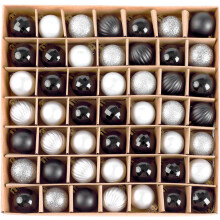 49 Piece 3cm Shatterproof Mini Baubles Black and Silver