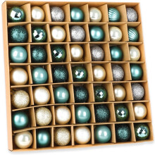 49 Piece 3cm Shatterproof Mini Baubles Gold and Green