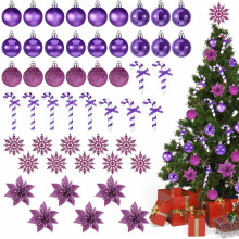 50 Piece Assorted Christmas Ornaments Purple