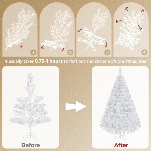 5FT Bushy Artificial Christmas Tree White 2