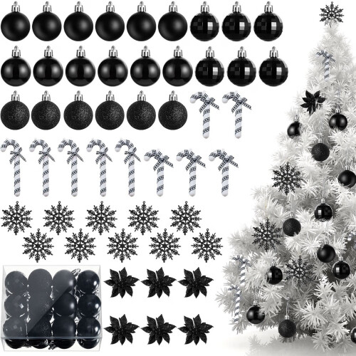 50 Piece Assorted Christmas Ornaments Black