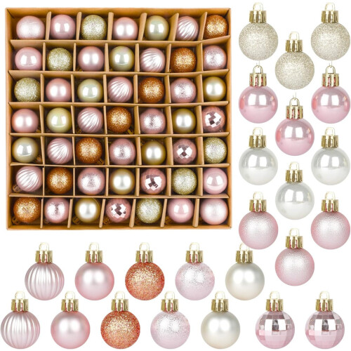 49 Piece 3cm Shatterproof Mini Baubles Champagne and Gold