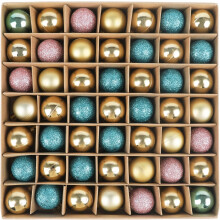 49 Piece 3cm Shatterproof Mini Baubles Blue Gold and Pink
