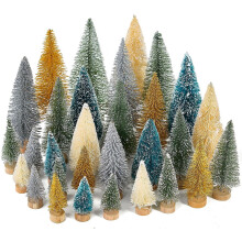30 Piece Mini Frosted Bottle Brush Trees