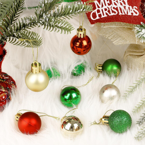 49 Piece 3cm Shatterproof Mini Baubles Green Silver 1