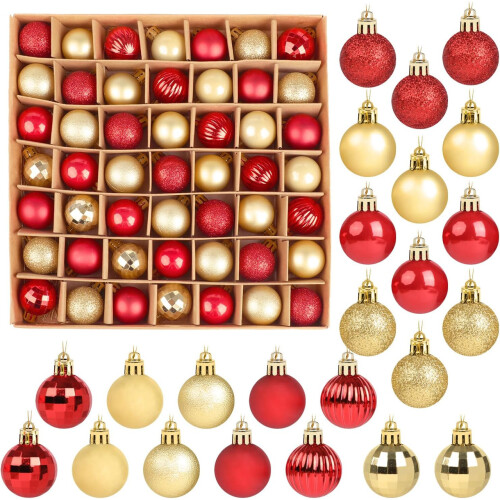49 Piece 3cm Shatterproof Mini Baubles Red and Gold 1