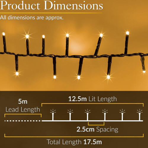 500 LED Multi Action String Lights Warm White 1