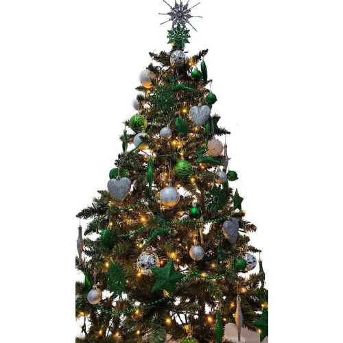 9 Piece Luxury 6cm Christmas Baubles Green 1