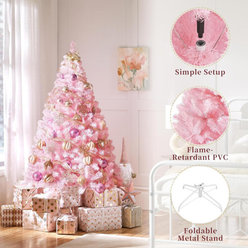 5FT Bushy Artificial Christmas Tree Pink 2