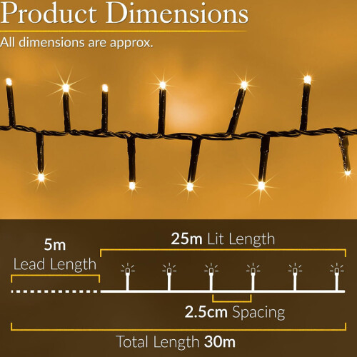 1000 LED Multi Action String Lights Warm White 1