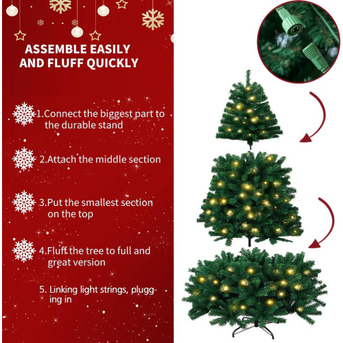 7FT Pre Lit Artificial Christmas Tree 1