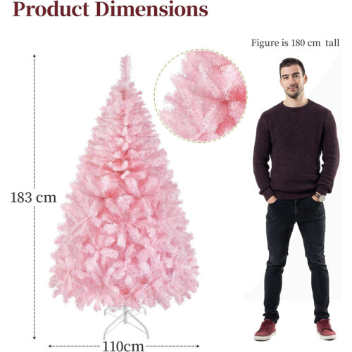 6FT Bushy Artificial Christmas Tree Pink 2