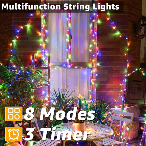 20m 200 LED Outdoor String Lights Multicolour 2