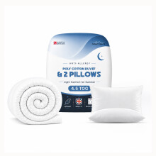 Super-King 4.5 Tog Duvet + 2 Pillows - Poly Cotton
