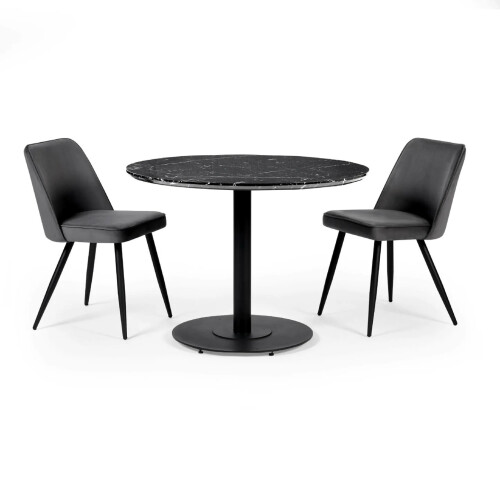 Luca 100cm Round Dining Table Black 2