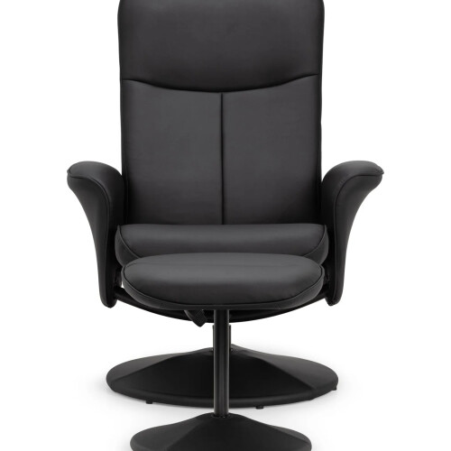 Lugano Recliner & Stool With Covered Base - Black 1