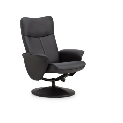 Lugano Recliner & Stool With Covered Base - Black 2