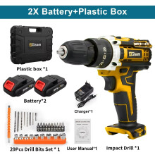 Gami Perceuse à percussion sans fil, Jaune, 21V 2000mAh, 28 N.m, avec batterie Li-ion