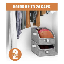 2 Pcs Hat Organizer for Baseball Caps, Hat Storage Box, Clear Window Hat Storage Holder Container for to 24 Caps