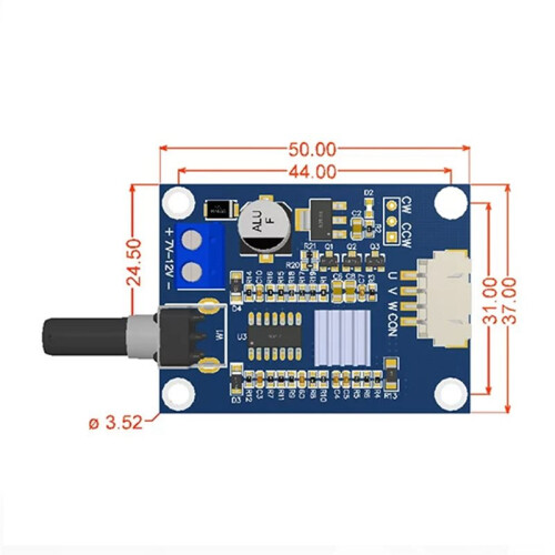 1PCS  7-12V Brushless Motor Driver Speed Controller Module, with Voltage Current Overload Protection for DIY Fan Pump 2