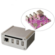For Raspberry Pi Zero 100Mbps Ethernet Expansion Board 3-Port USB 2.0 Hub+Type C Expansion Board+Aluminum Alloy Case