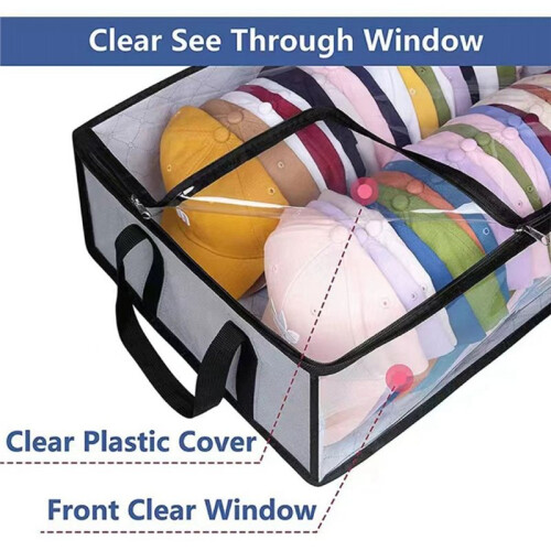 4 Pack Wide Hat Storage Bag Wide Hat Organizer, Large Capbox for Baseball Caps, Non-Woven, with Handle 1