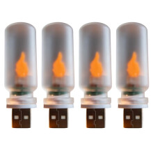4 Stuks Draagbare LED-Nachtlampjes met USB-Aansluiting voor in de Auto, Slaapkamer, Feestjes en op de Camping met Vlameffect