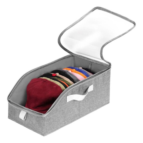 2 Pcs Hat Organizer for Baseball Caps, Hat Storage Box, Clear Window Hat Storage Holder Container for to 24 Caps