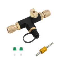 HVAC 3-Way Vacuum Valve Adapter Kit 1/4" SAE Vacuum Pump Adapter Automotive A/C Vacuuming Tool