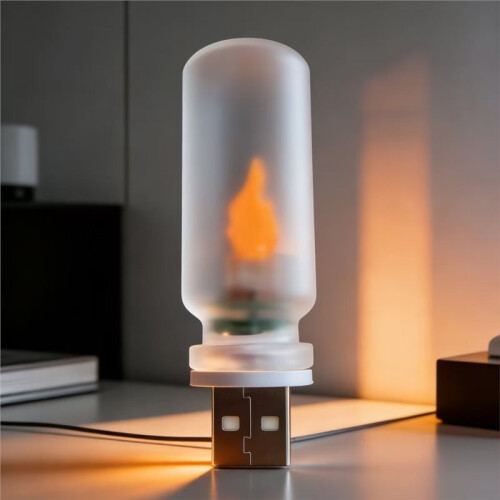 4PCS Car USB Night Light Bulb Portable LED Flame Effect Auto Atmosphere Light for Car/Bedroom/Party/Camping 1