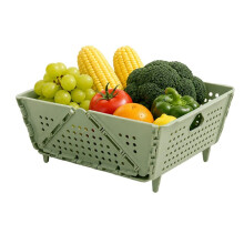 Foldable Fruit Basket Plastic Kitchen Colander Vegetable Washing Drain Basket Picnic Car Storage Organizer