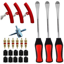 Heavy Duty Tire Iron Tool Kit Tire Changing Lever Set with Rim Protectors & Valve Tools for Motorcycle, ATV, UTV