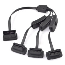 Ultradunne OBD2 Y-Splitterkabel met aan/Uit-Schakelaar - 1 Naar 3 Verlengkabel 16-Pins Mannelijk Naar Vrouwelijk voor Diagnose-Uitbreiding