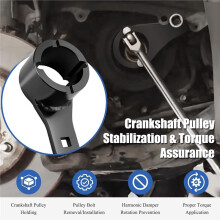 Harmonic Balancer Pulley Holder Tool for Crankshaft Damper Pulley with 2 Crank Bolts