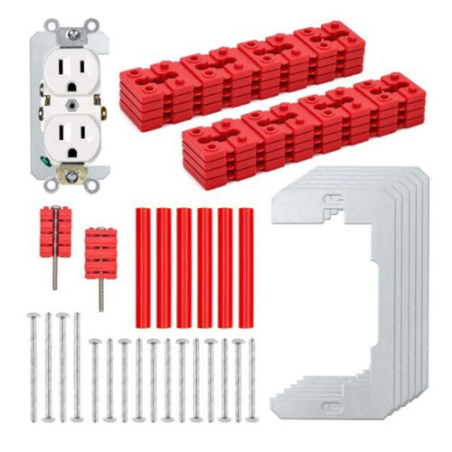 60PCS Outlet Spacer Kit Stackable Spacers Metal Shims Long Screws for Fixing Loose Sunken Misaligned Electrical Outlets