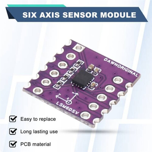 5Pcs LSM6DSV 6-Axis Sensor Module Six-Axis IMU Module Gyroscope and Accelerometer for SPI/IIC Smol Slime 2