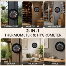 Thermo-Hygromètre Analogique Mural Intérieur/Extérieur, Sans Pile, Double Échelle, Affichage de la Température et de L'Humidité